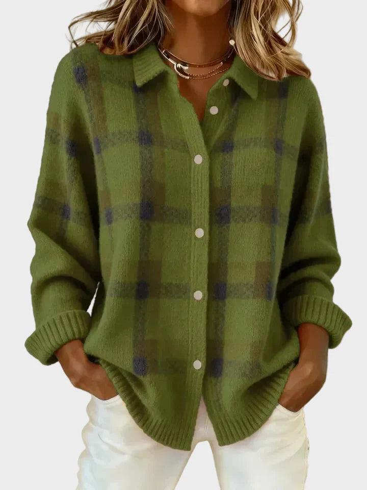 Valeria | Casual Contrast Retro Plaid Sweater