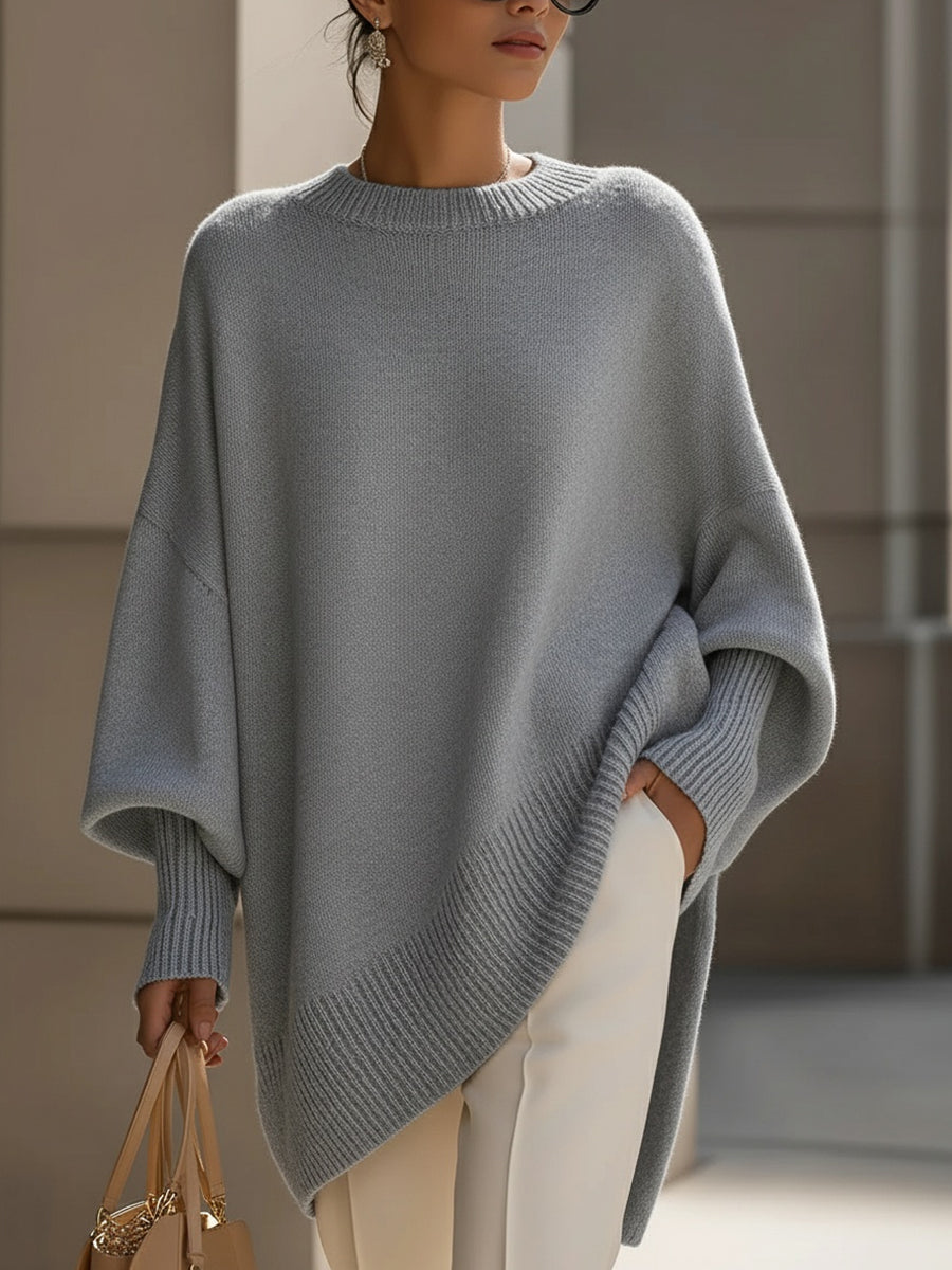 Knitted Poncho Sweater in Wide Line