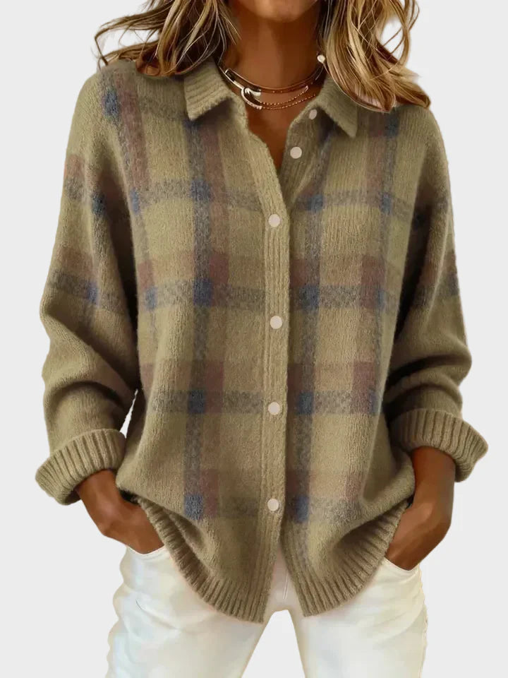 Valeria | Casual Contrast Retro Plaid Sweater