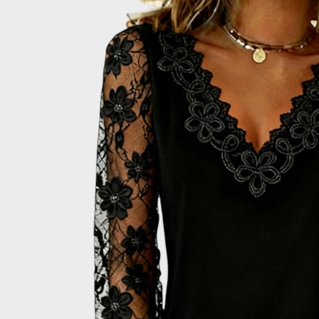 Ryzza | Modern Long Sleeve V-Neck Blouse