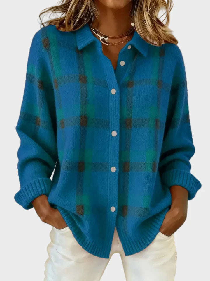 Valeria | Casual Contrast Retro Plaid Sweater