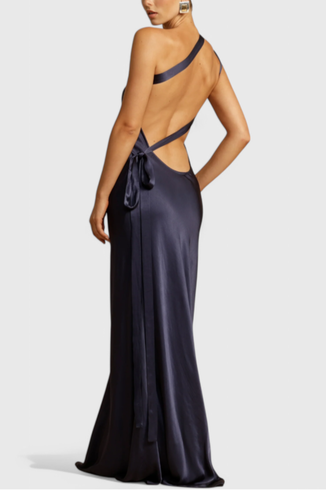 Lucra Maxi Dress with Diagonal Straps and Open Back