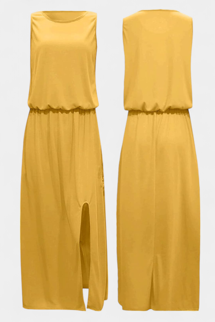 Dianne Sleeveless dress with side slit and loose silhouette
