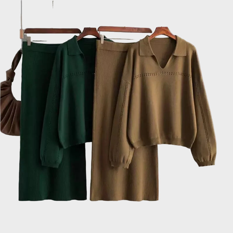 Aster - Premium Woolen Coord Set - Sweater with Skirt