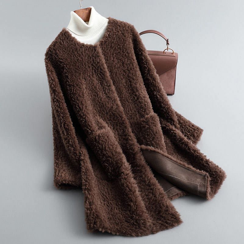 Shearling coat with wool lining