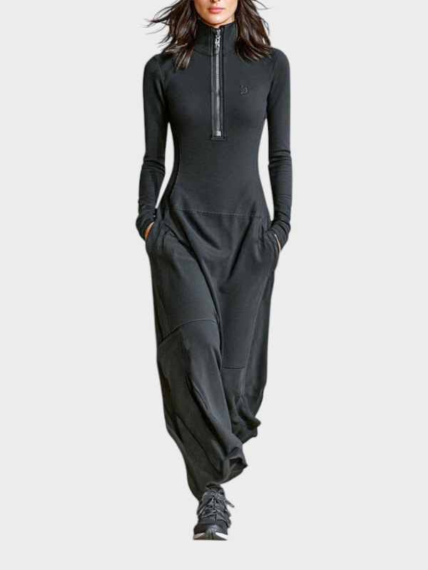 Madea | Women's Maxi Viscose Sports Dress with Half High Collar and Zipper MDA3197G9Y