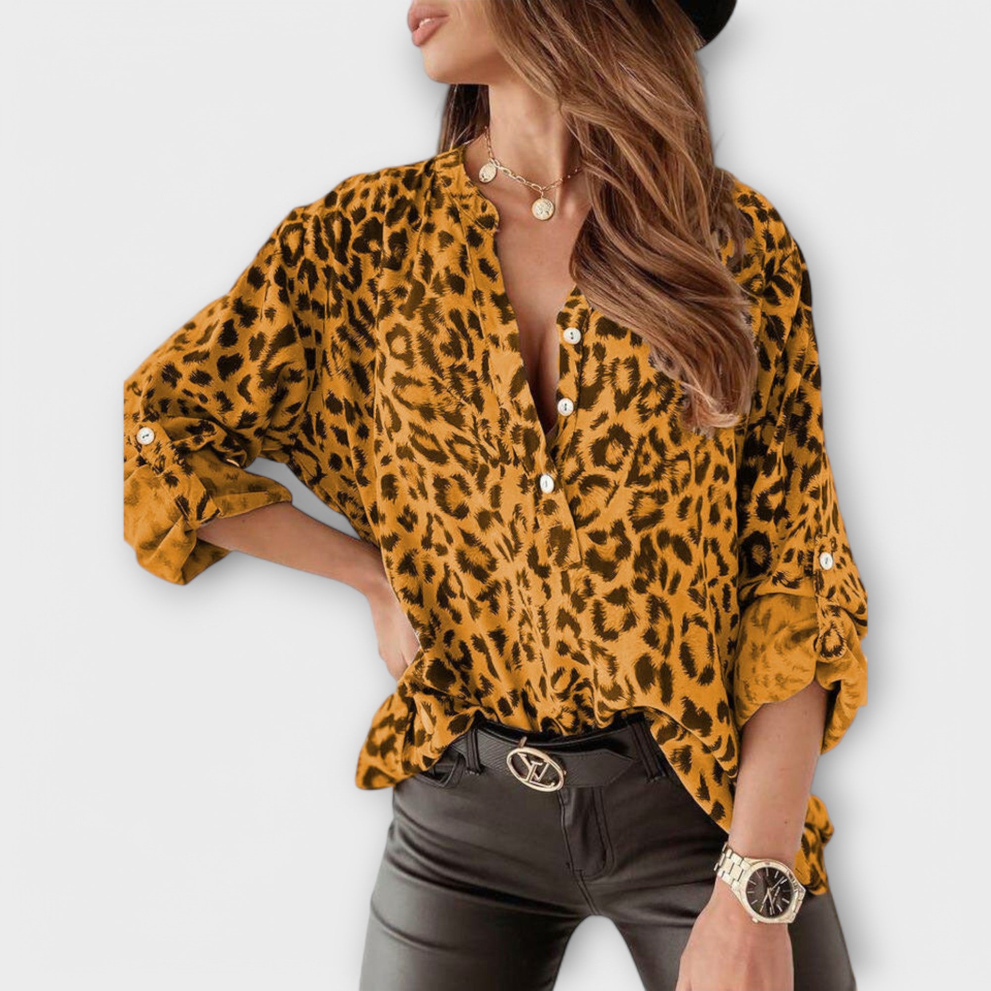 Fashion blouse with leopard print