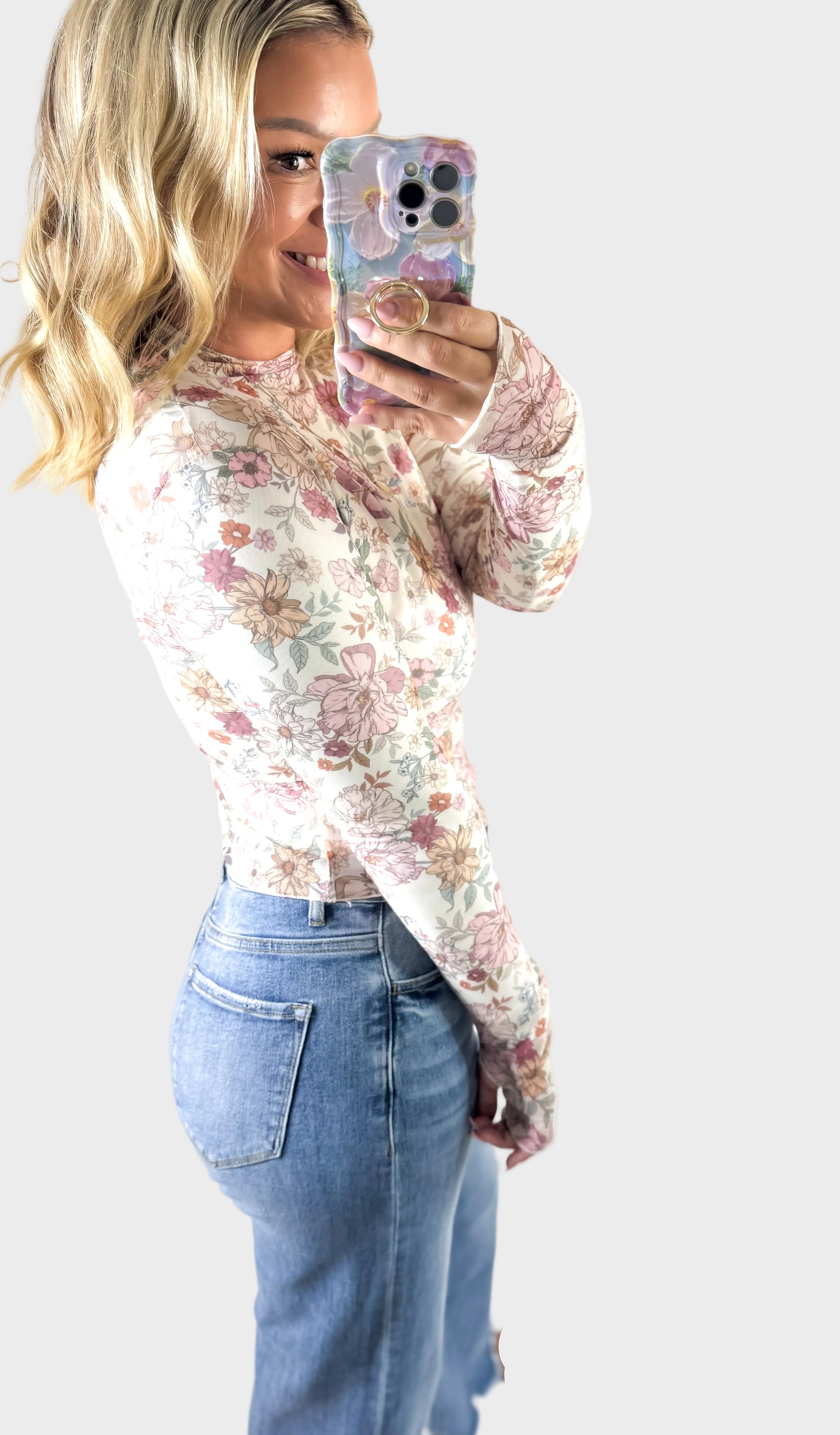 Daphne - Bloom Haven Mesh Top