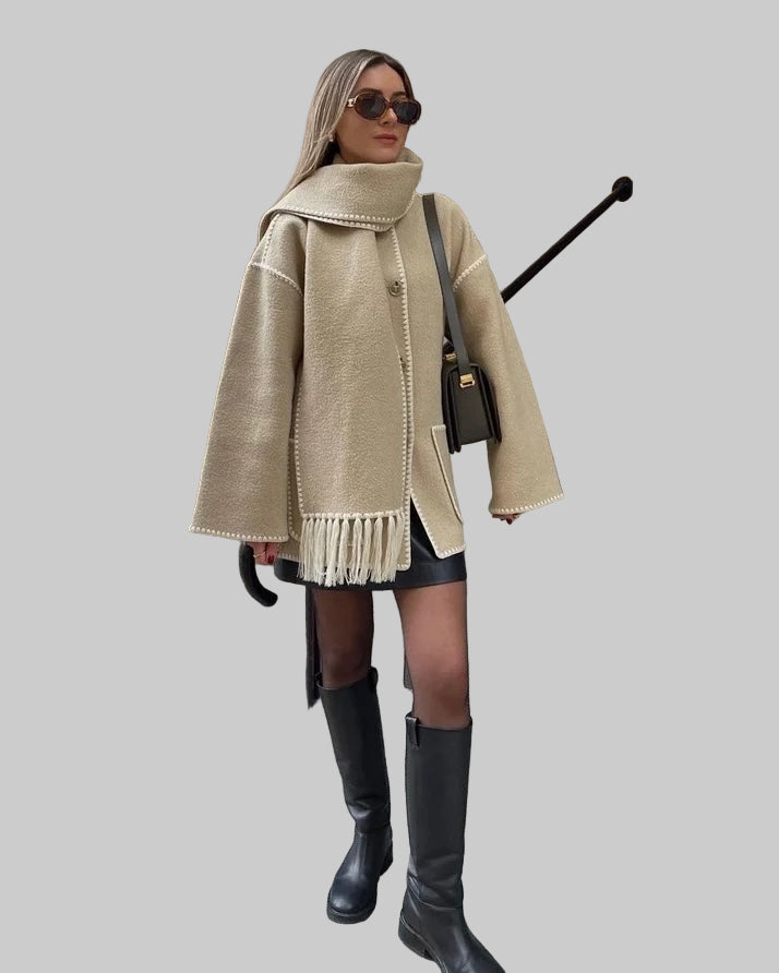 Cora Large Wool Jacket with Scarf