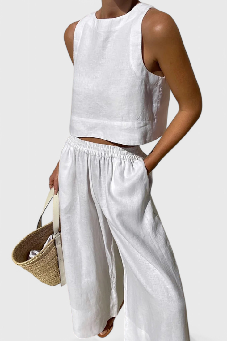 Avelina Minimalist Set in Lightweight Cotton and Linen