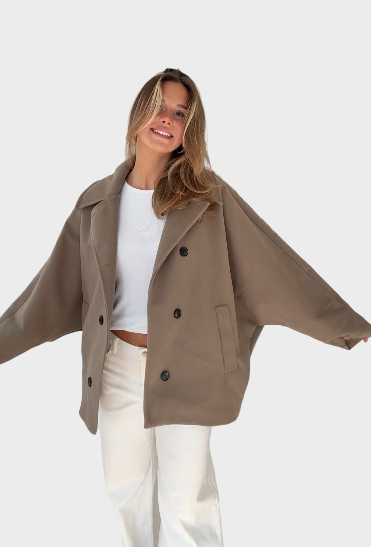 Wide-leg jacket in cinnamon color