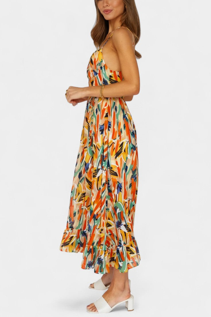 Fiona Midi Dress with Vibrant Pattern