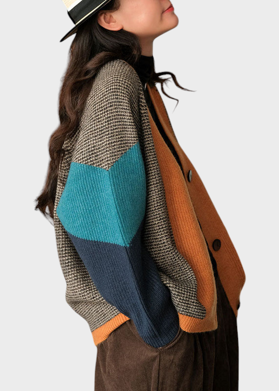 Phoibe | Artistic Colorblock Oversized Patchork Knitted Cardigan Winter