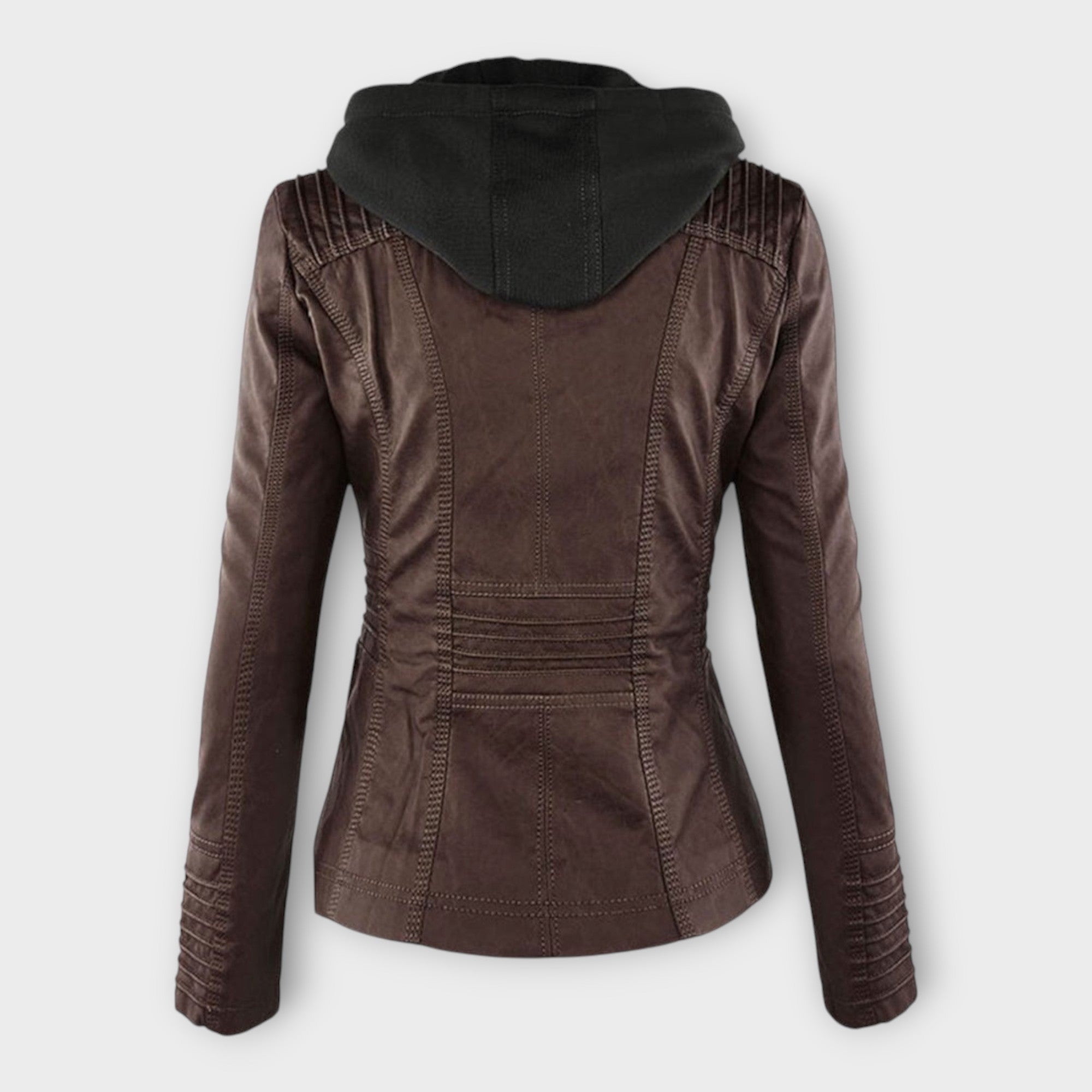 Modern Leather Jacket with Hood and Timeless Line