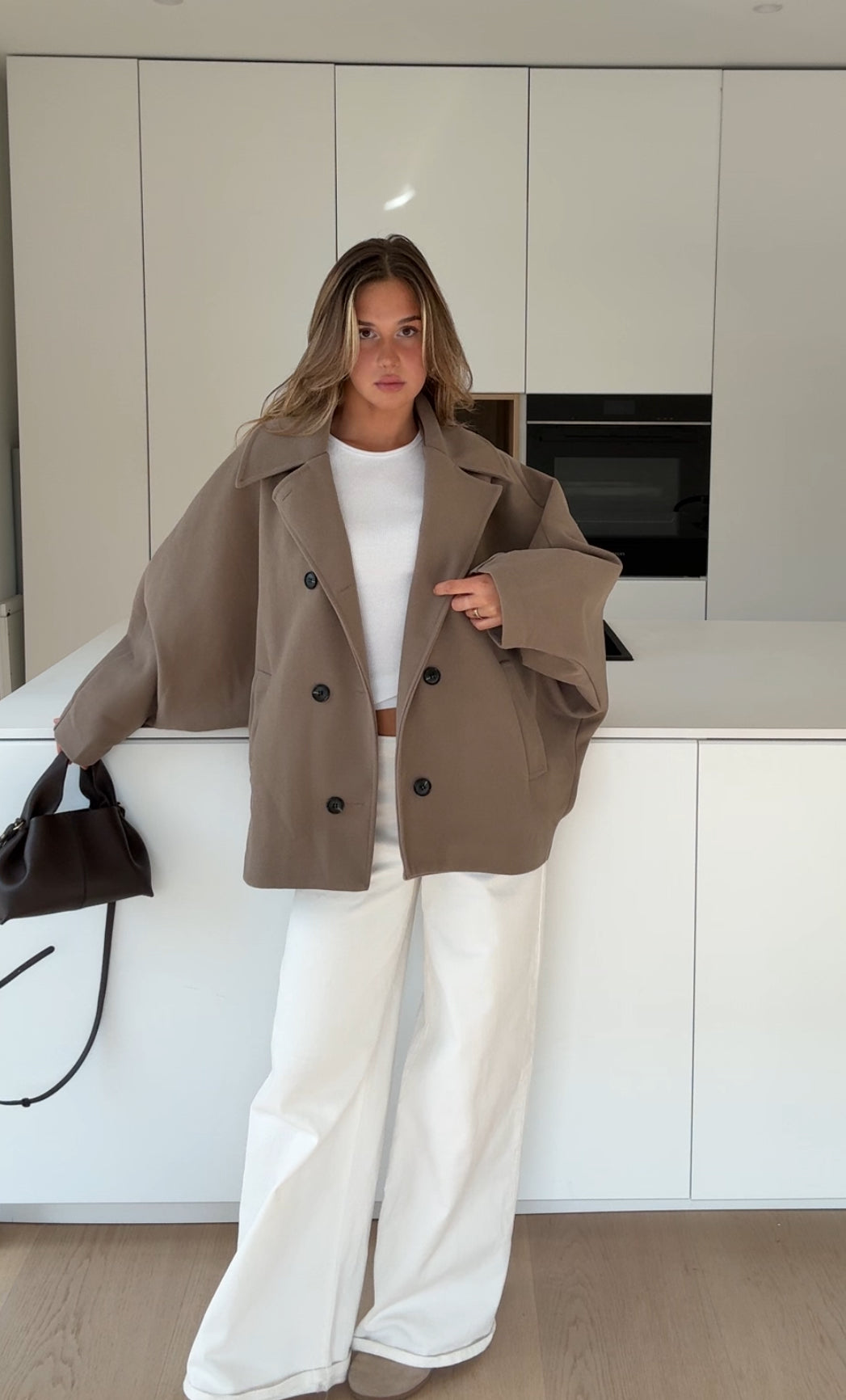 Oversized jacket in cinnamon color
