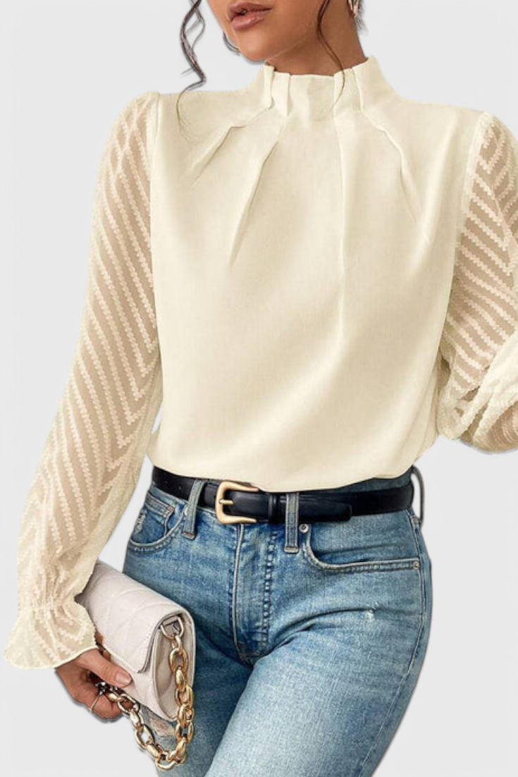 Helga Navy Long Sleeve Blouse