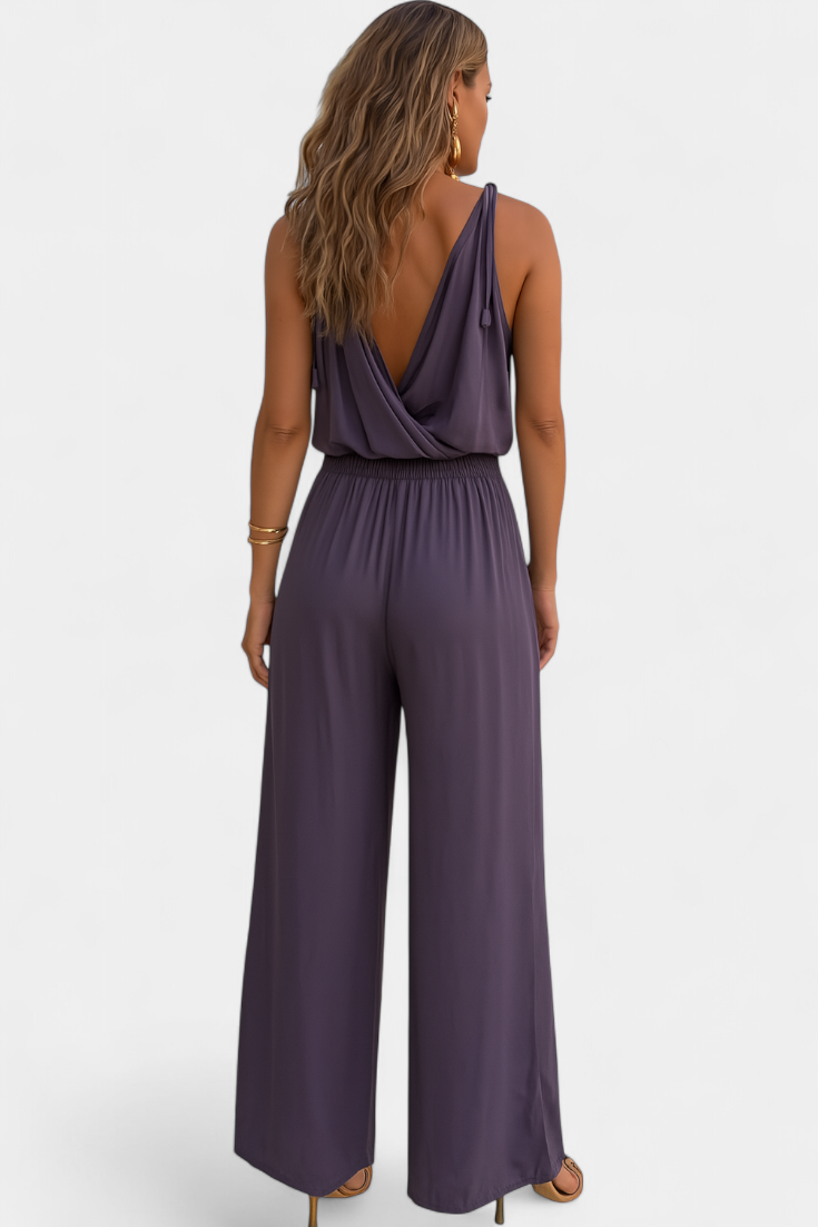 Donatilla Jumpsuit with Gold Details and Open Back
