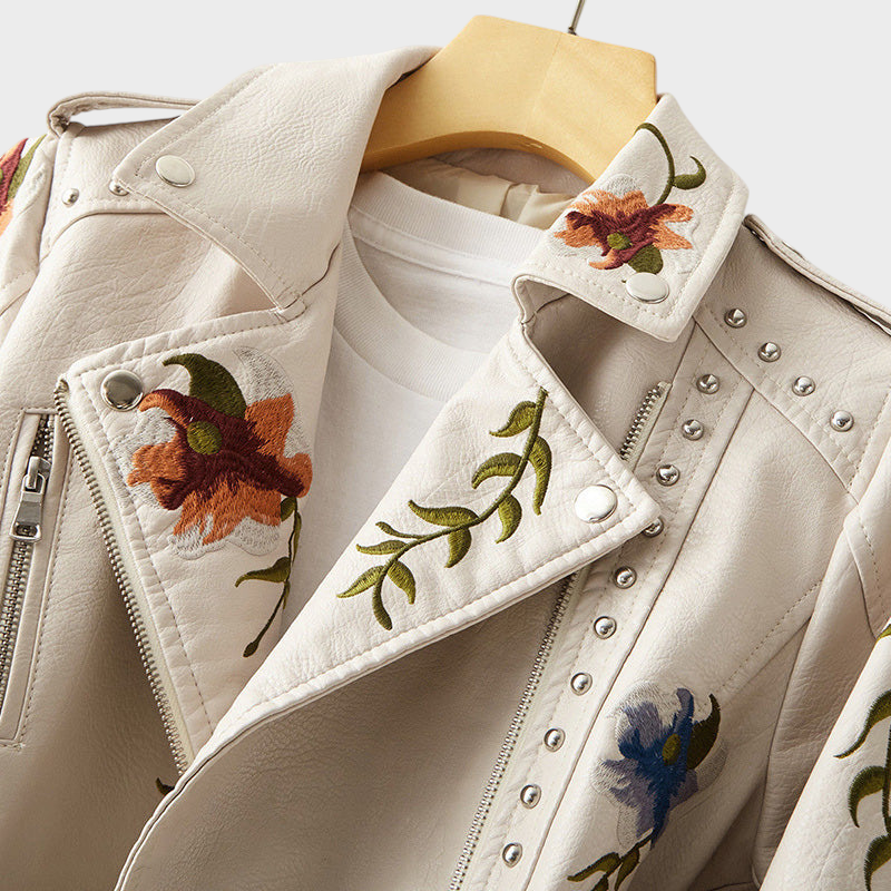 Elara | Embroidered Motorcycle Jacket