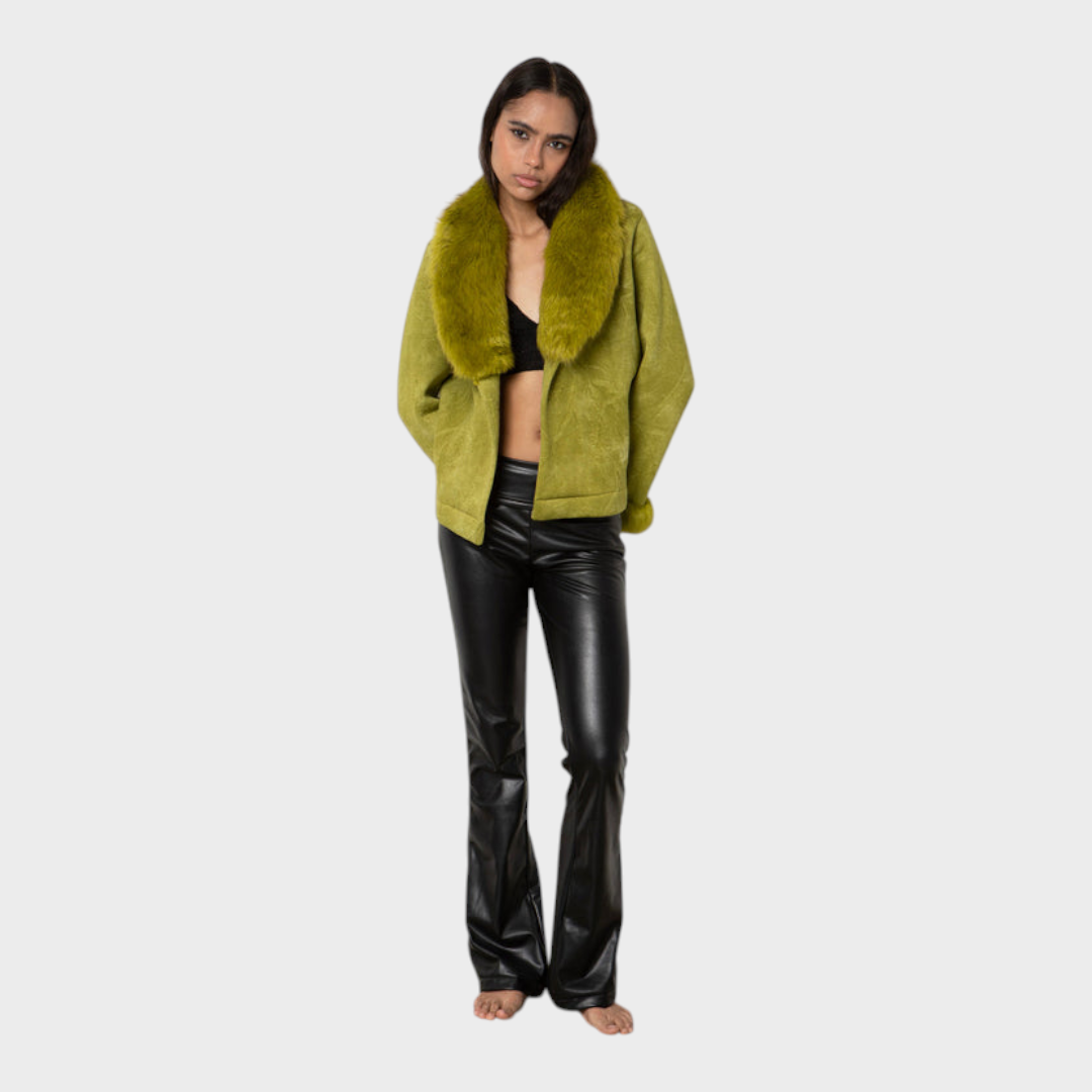 Nathalie | Green Faux Fur Jacket