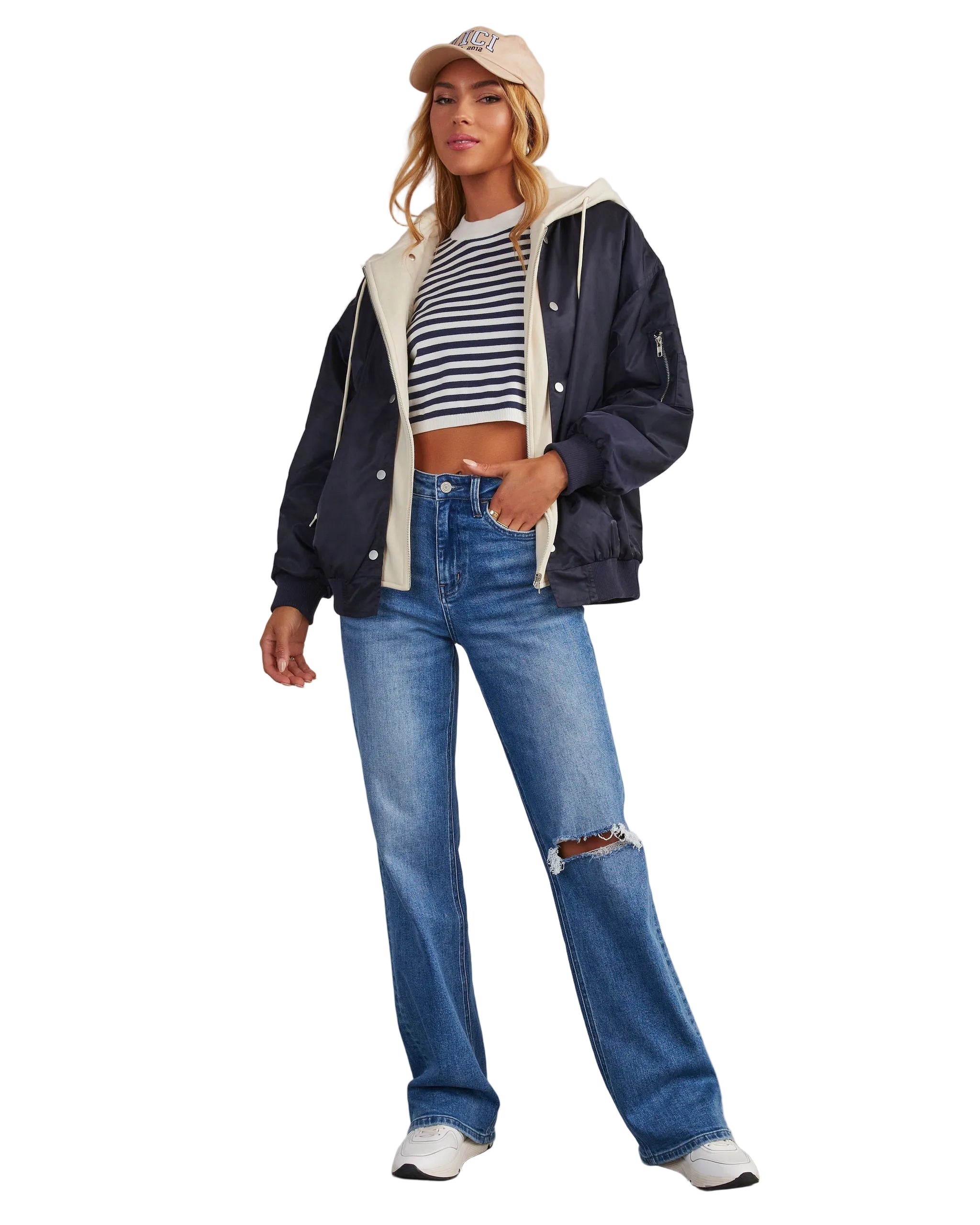 Cassandra - Campus Oversized Hooded Bomber Jacket