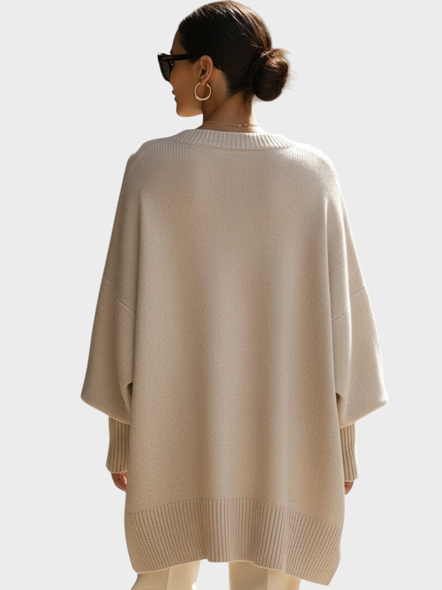 Knitted Poncho Sweater in Wide Line