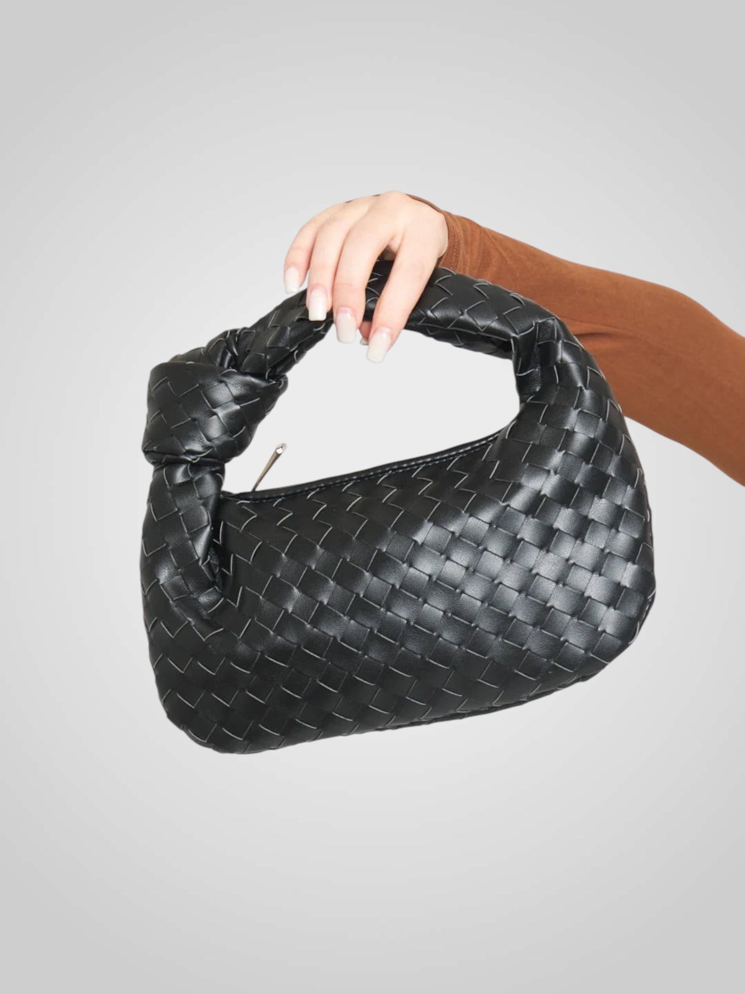 Aura | Mini Bag with Woven Knot Handle in Wine-Tone Eco-Leather