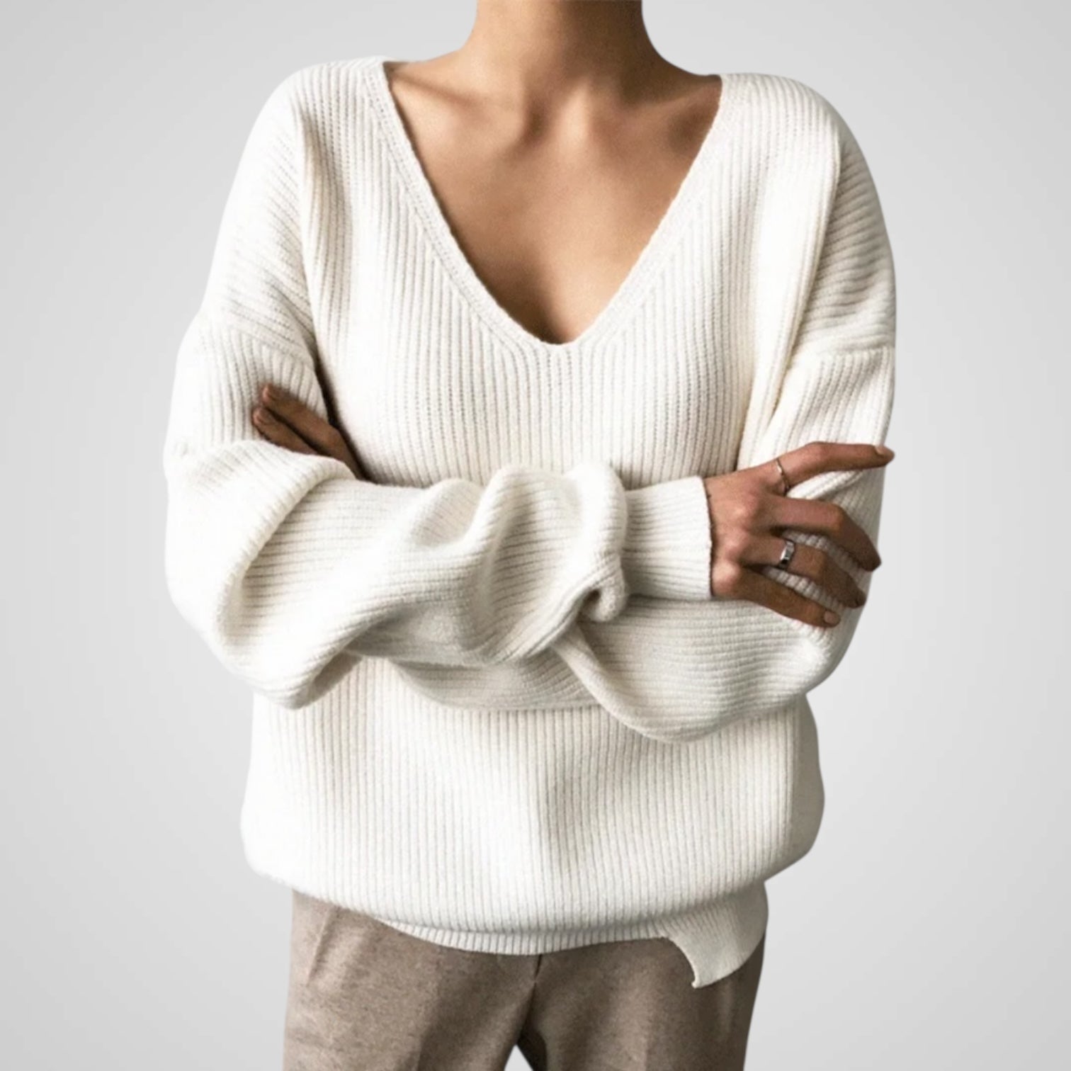 Marie | Women's Comfortable V-Neck Sweaterline