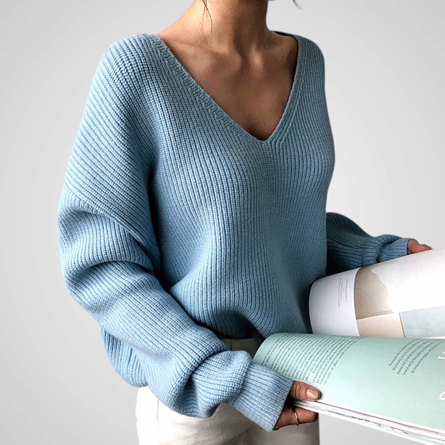 Marie | Women's Comfortable V-Neck Sweaterline