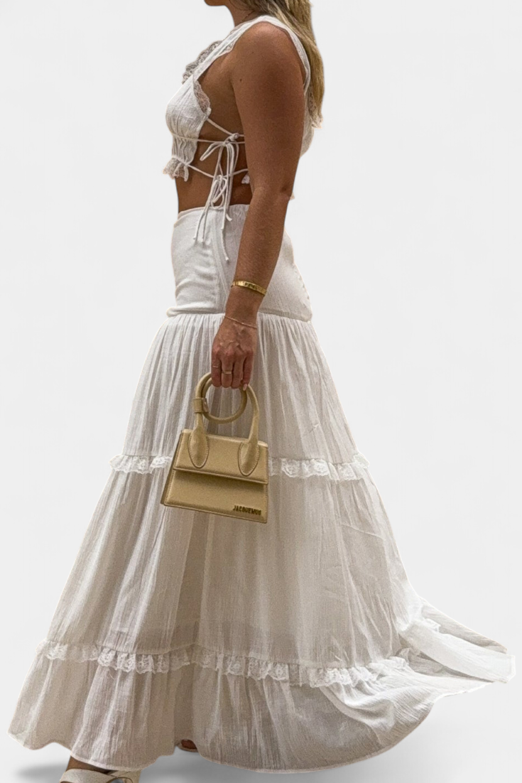 Ilys Romantic Set with Lace Top and Long Voluminous Skirt