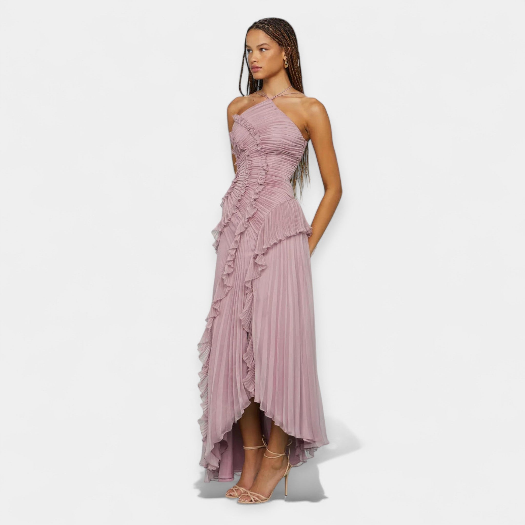 Lilac Midi Dress with Ruffles