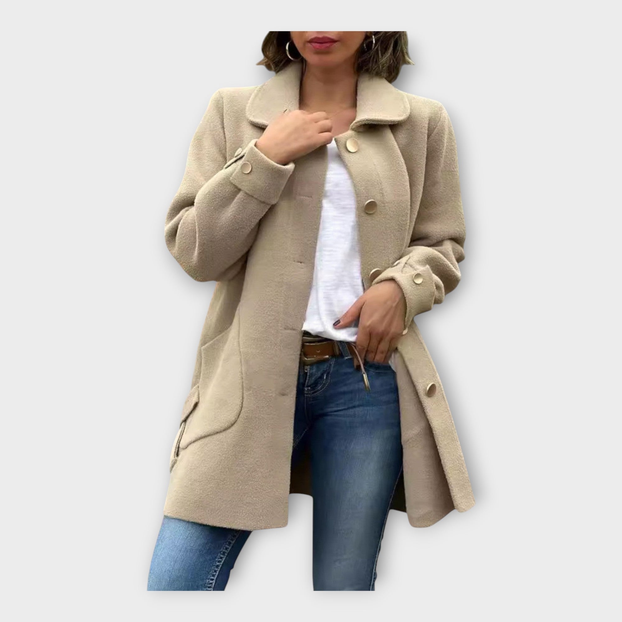 Long Coat with Classic Line and Buttons