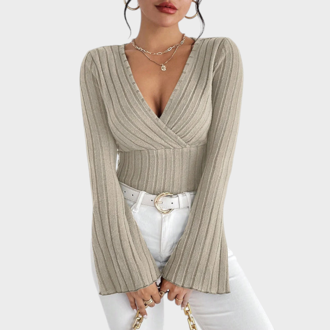 Audrie | V-neck Bell-Bottom Blouse