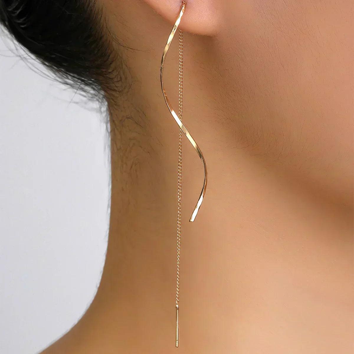 Long Earrings with Wave Pattern