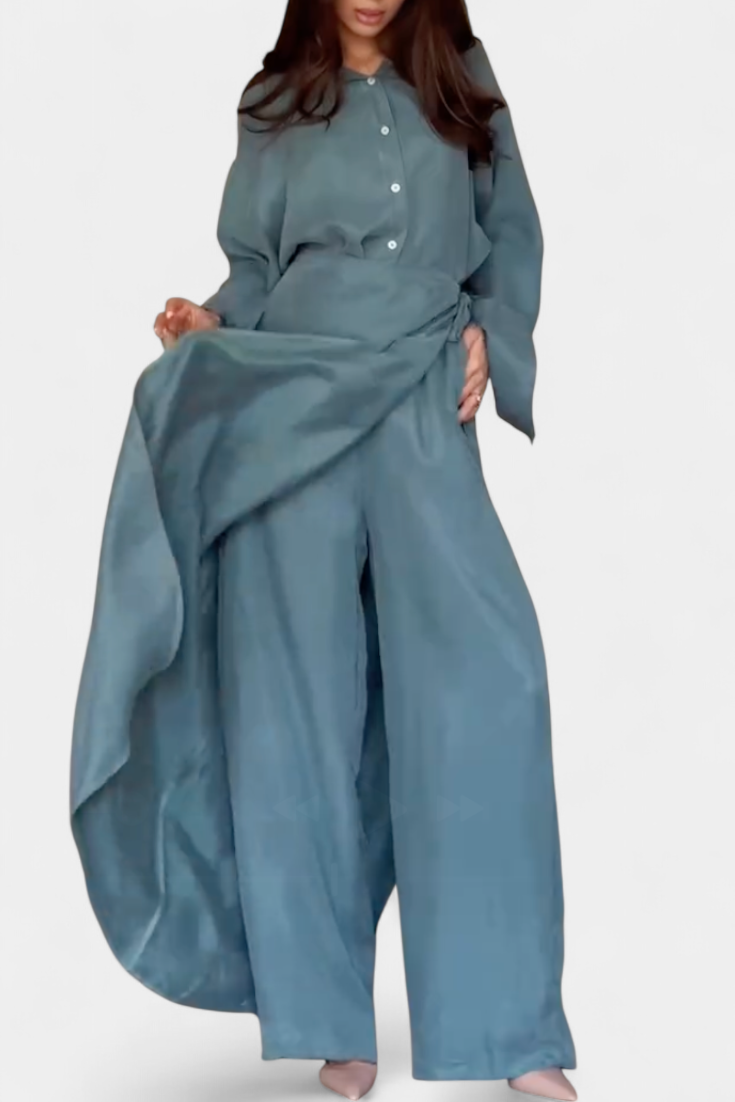 Marisol Casual Set with Loose Shirt and Pants-Skirt