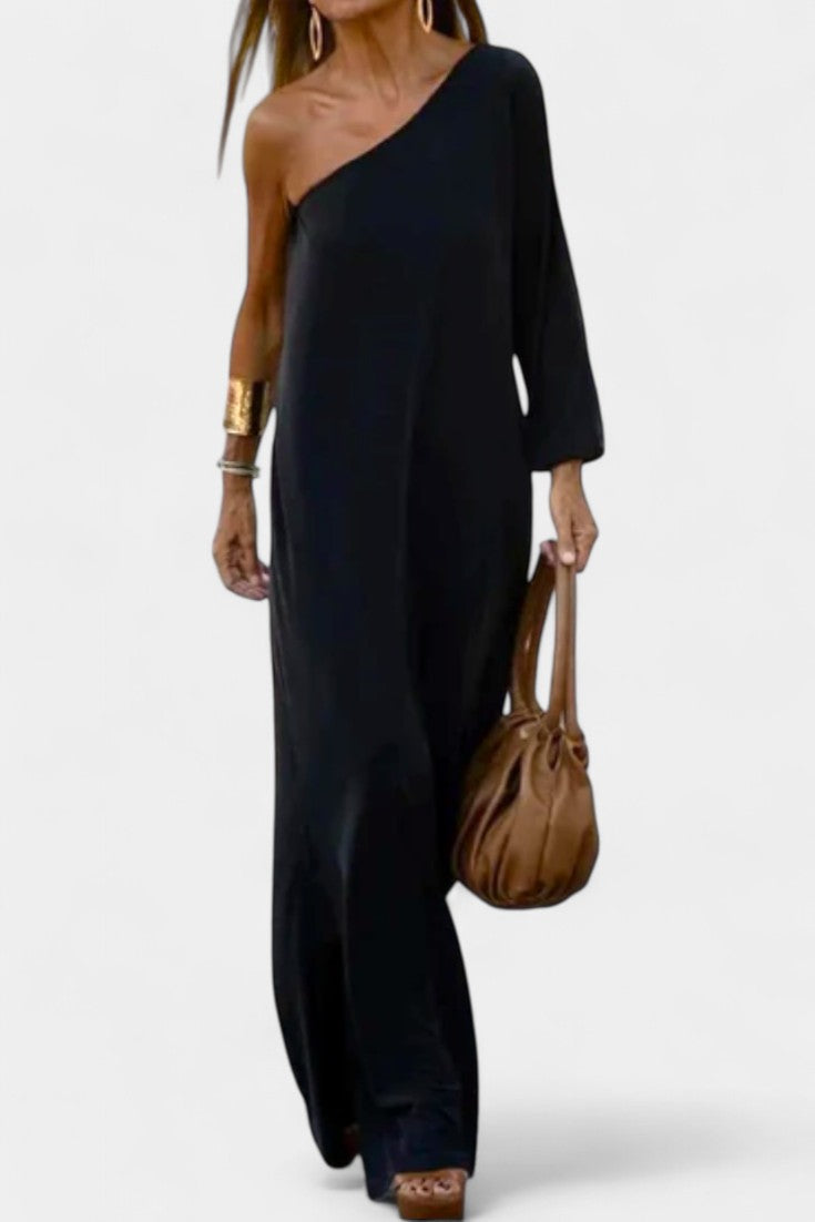 Maddie Elegant One-Shoulder Midi Dress