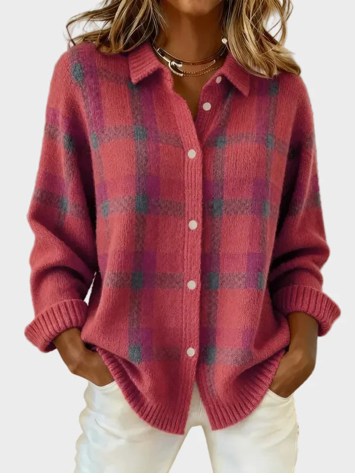 Valeria | Casual Contrast Retro Plaid Sweater