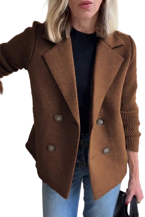 Amora - Elegant Knit-Sleeve Blazer