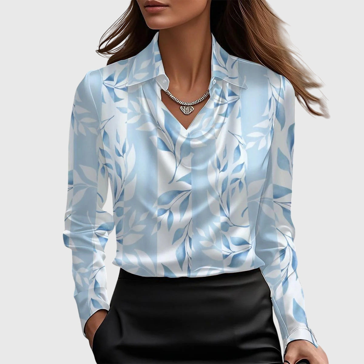 Sylvie - Luxury blouse with glitter and pleated neck