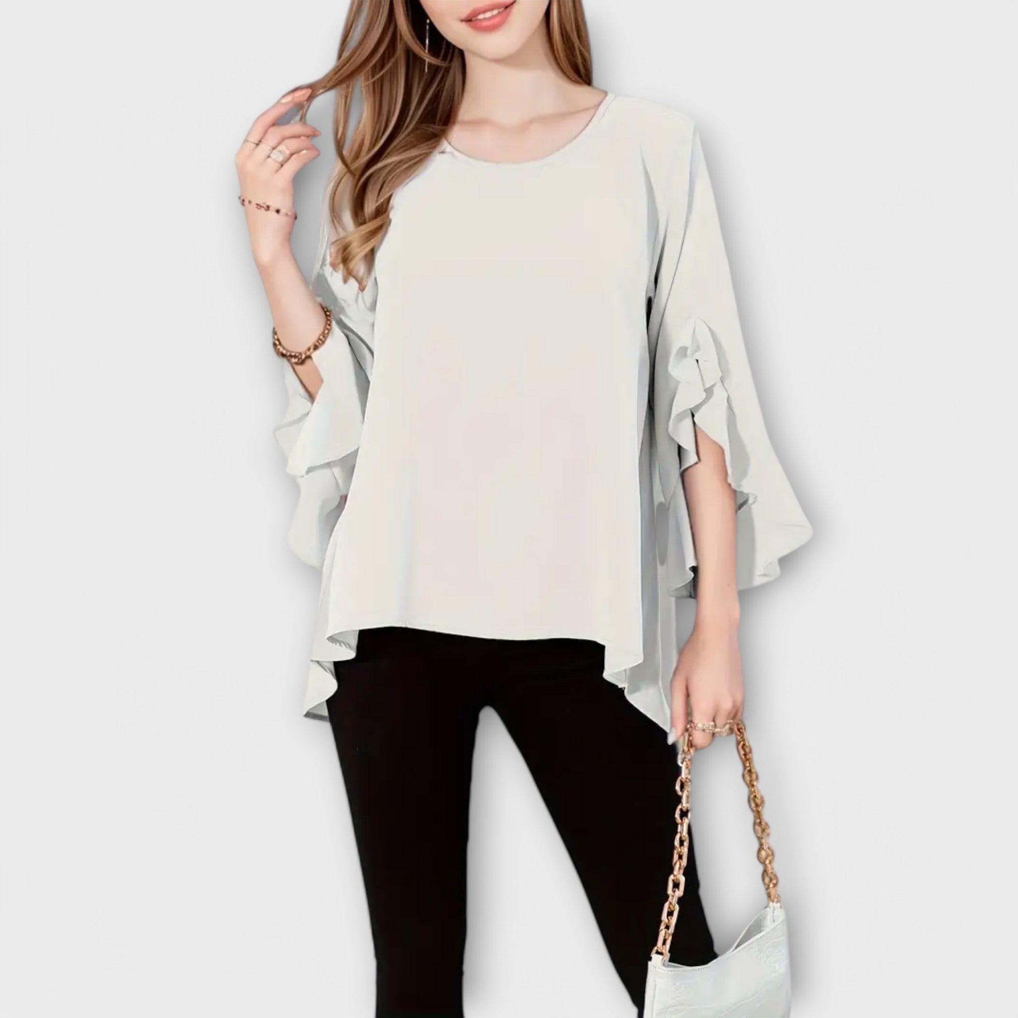 Aria - The perfect spring blouse with a round neckline