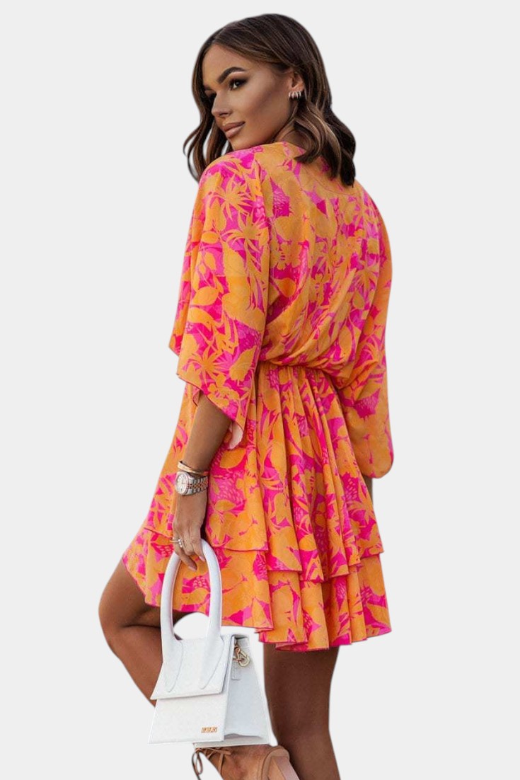 Eliza Mini Dress with Front Knot and Ruffles