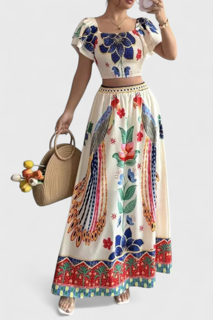 Itzel Bohemian Set with Ethnic Print