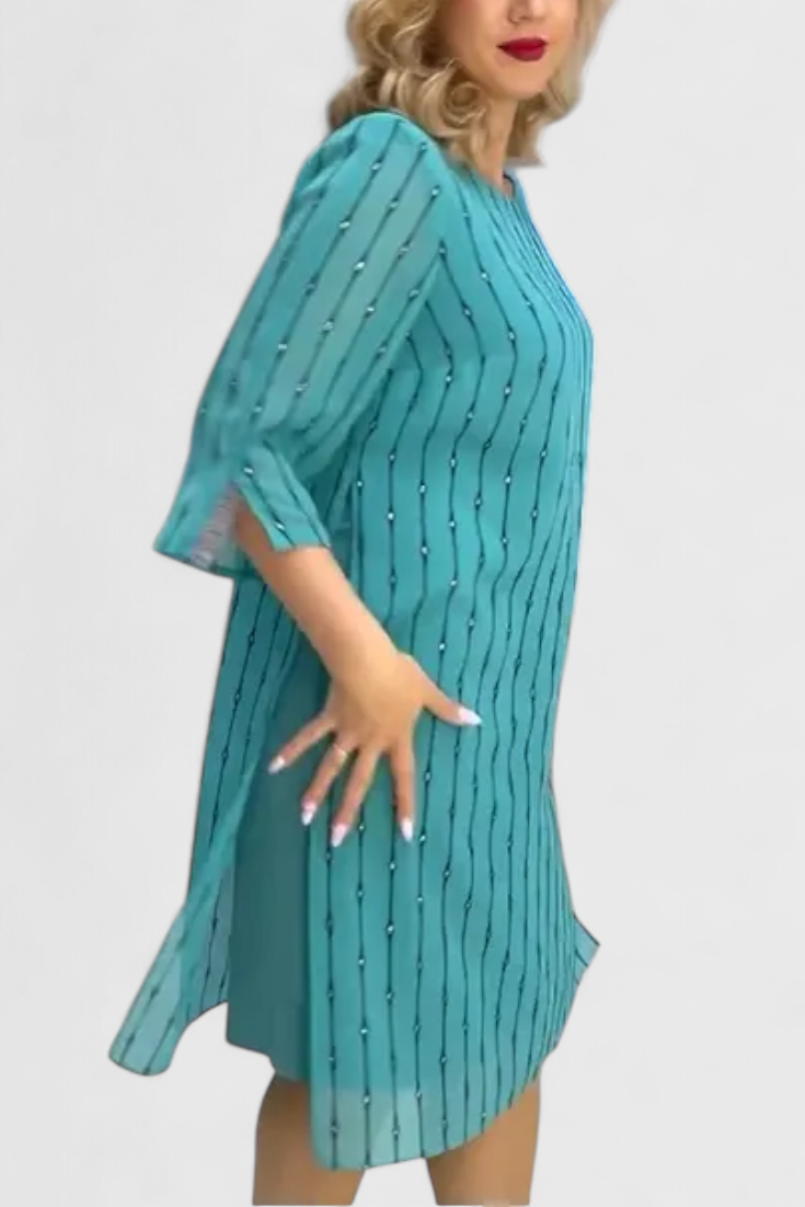 olly Elegant Chiffon Dress with Classic Cut and Shiny Drape