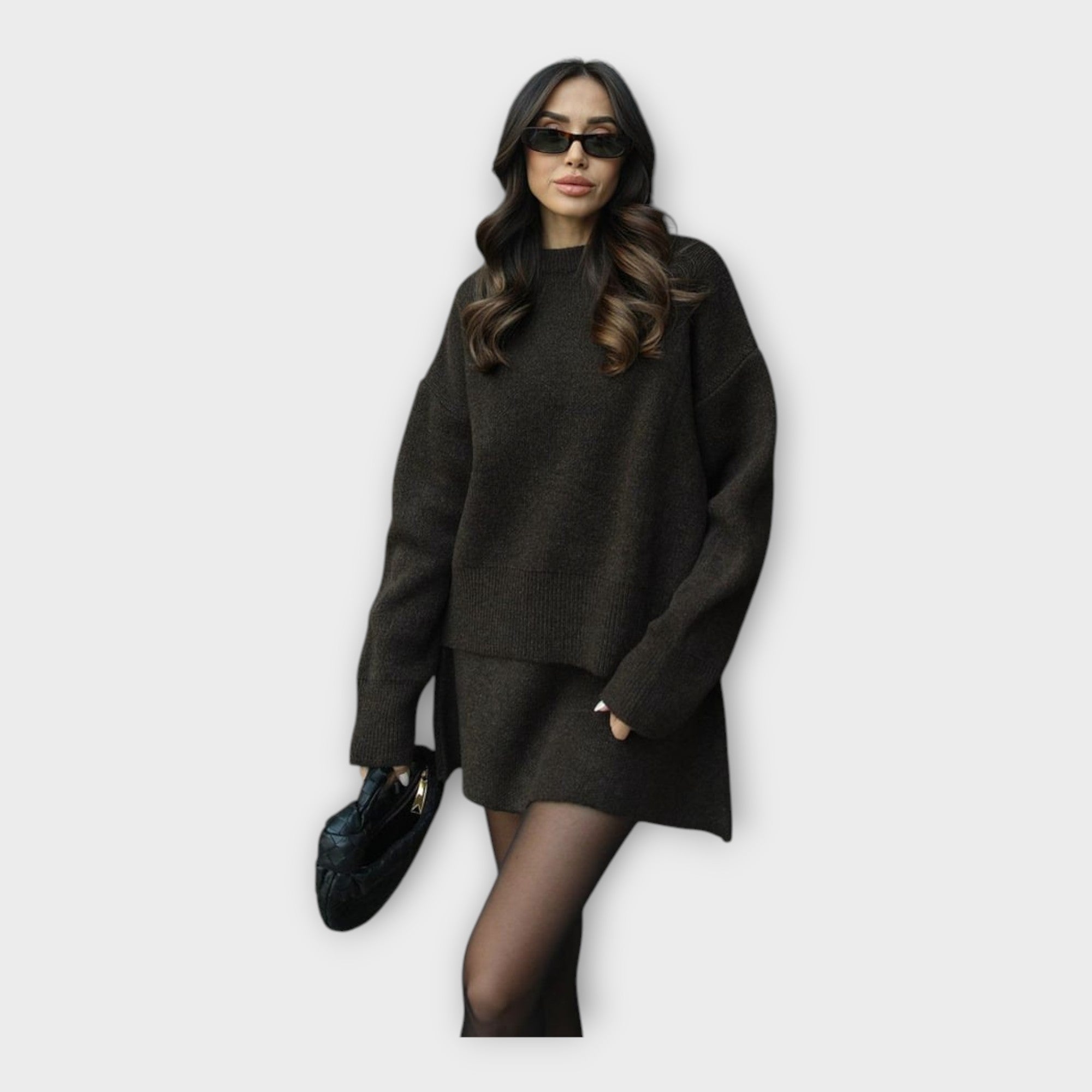 Knitted Blouse and Skirt Set with a Modern Line