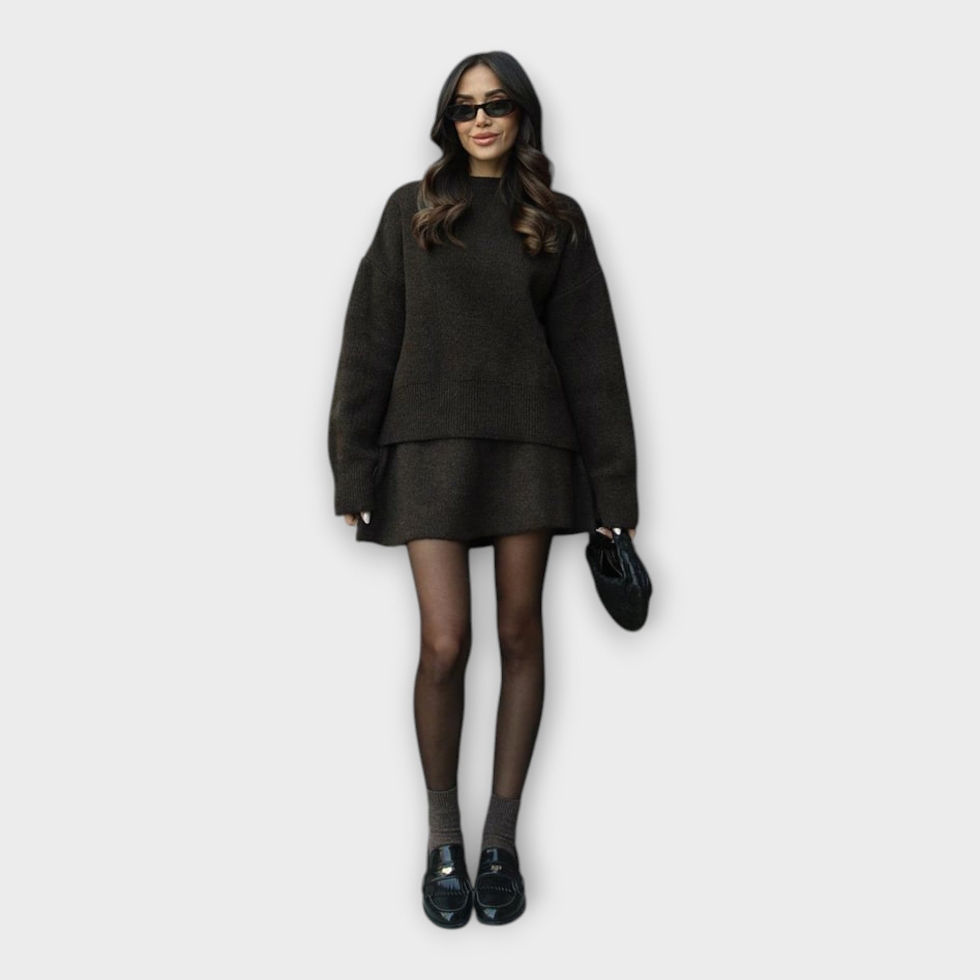 Knitted Blouse and Skirt Set with a Modern Line