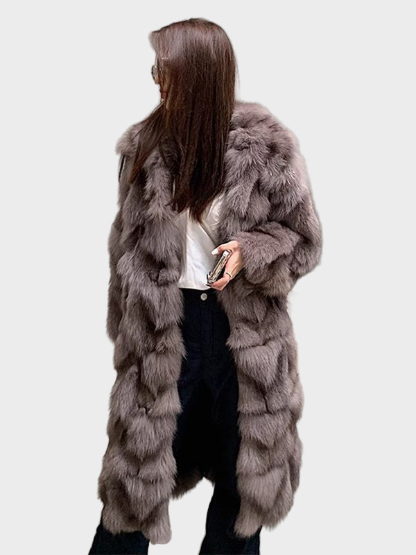 Dawn - Long faux fox fur coat