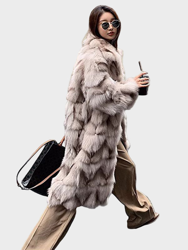 Dawn - Long faux fox fur coat