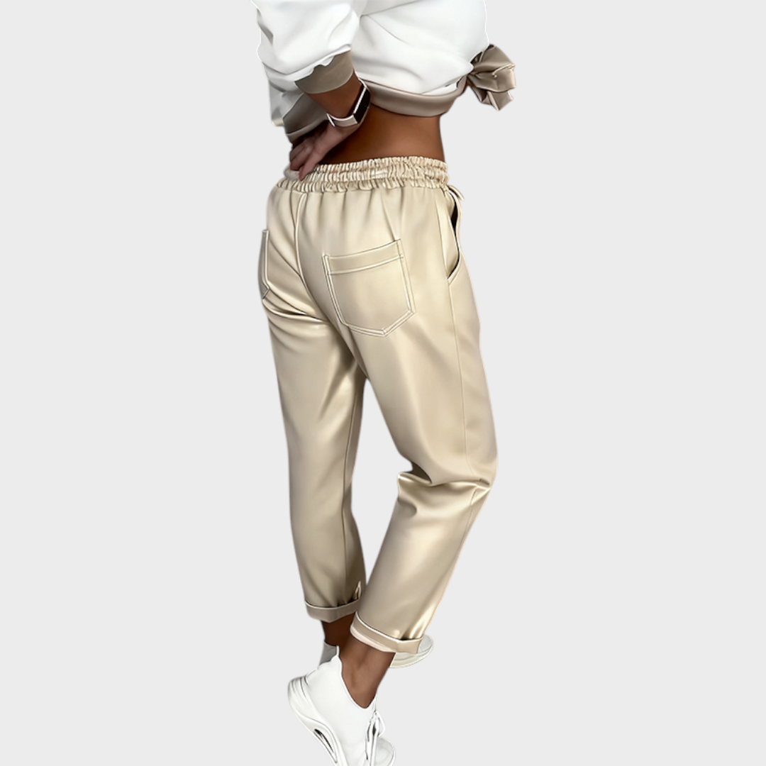 Madeline | Women's Everyday V-Neck Top & High-Waisted Pants 2-Piece Set