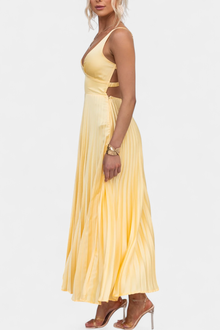 Arlena - Pleated dress with straps and crisscross back