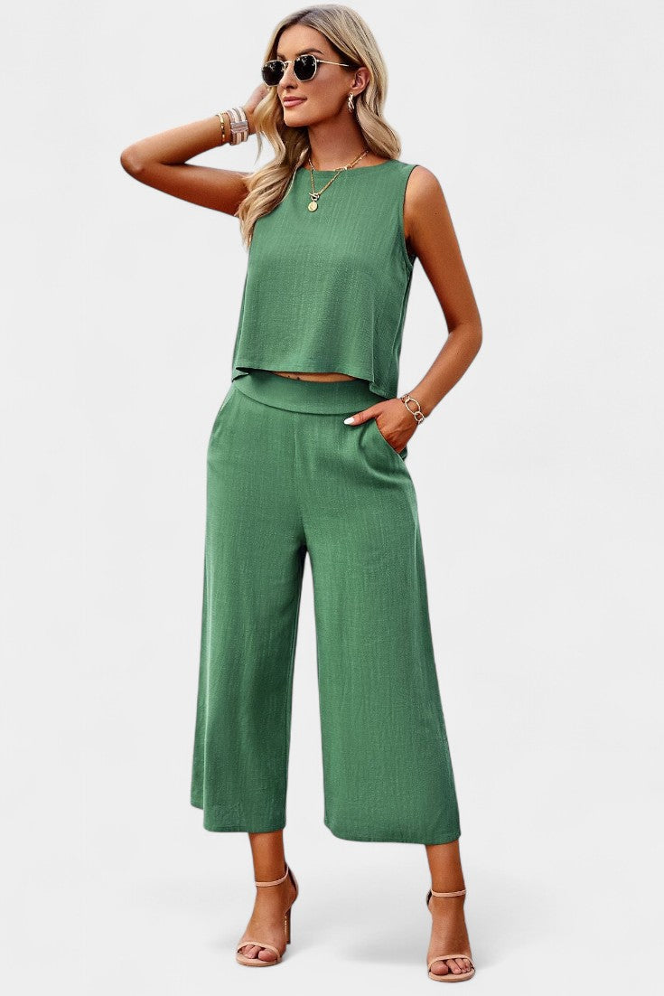 Lavinia Boho Set with Airy Top and Shorts made of Linen and Cotton