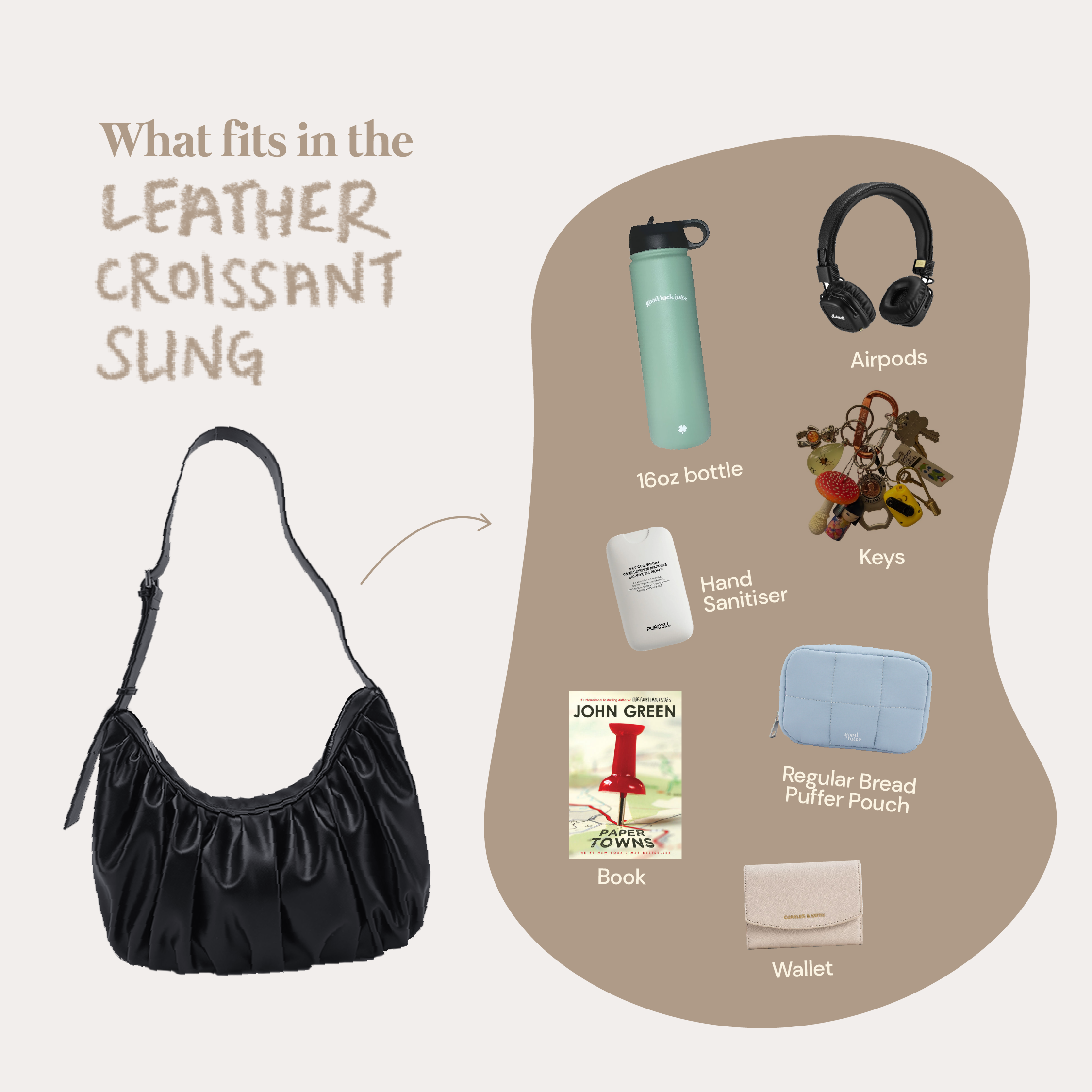 Chara | Croissant-shaped leather sling bag